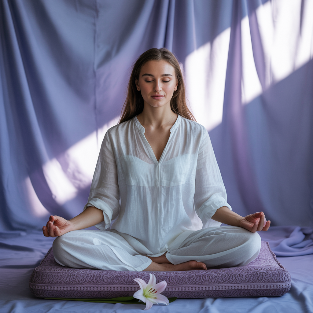 Person in peaceful meditation representing transformation