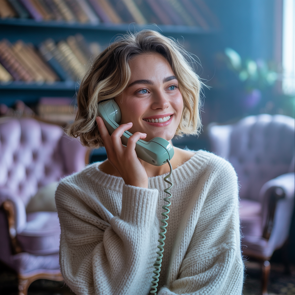 Phone Consultation - Person comfortably talking on phone in a peaceful environment